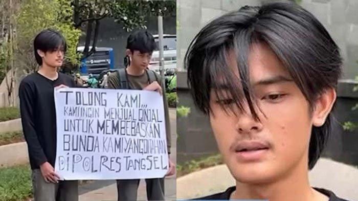 NEKAT JUAL GINJAL: Tangkapan layar kakak adik Farrel dan Nayaka nekat melakukan aksi jual ginjal di Bundaran HI pada Kamis (20/3/2025). Titik terang kasus kakak adik di Tangsel nekat jual ginjal demi bebaskan ibu mereka yang dipenjara belakangan terkuak. Sang ibu akhirnya dibebaskan.