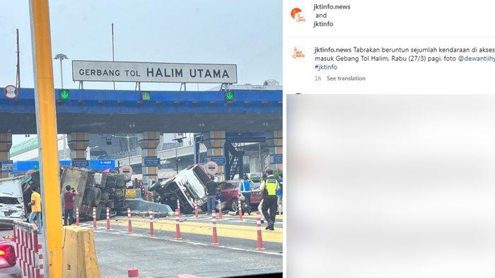 Kronologi mencekam kecelakaan beruntun di Tol Halim Utama, dari arah Bekasi menuju tol dalam kota diungkap saksi mata, Rabu (27/3/2024).