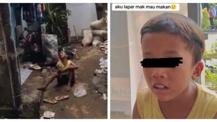 Kolase - Bocah bernama Gibran di Bojonggede Kabupaten Bogor menjerit kelaparan.