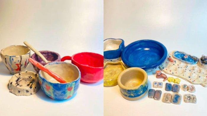 JAY CERAMIC - Hasil karya seni keramik dari peserta workshop di Jay Ceramic. Setiap keramik memiliki desain unik, mencerminkan kreativitas individu dalam mengeksplorasi bentuk dan warna.