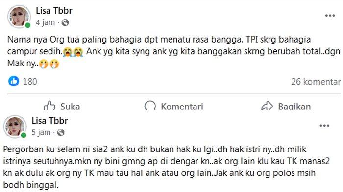 Curhatan Lisa, ibu kandung Kevin, pemuda yang menikahi tante-tante usia 41 tahun bernama Mariana (Facebook)