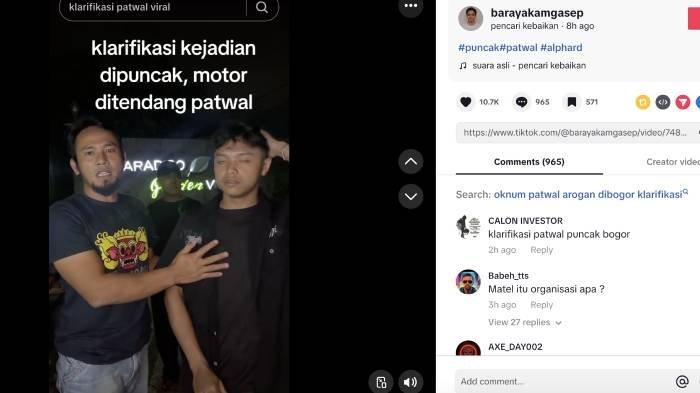 KRONOLOGI PEMOTOR DITENDANG - Pemotor yang viral ditendang patwal di Puncak Bogor mengurai kejadian yang sebenarnya.