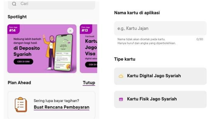 Penampakan aplikasi saat membuat kartu debit digital, Senin (4/3/2024)