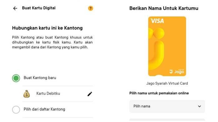 Penampakan aplikasi saat membuat kartu debit digital, Senin (4/3/2024)