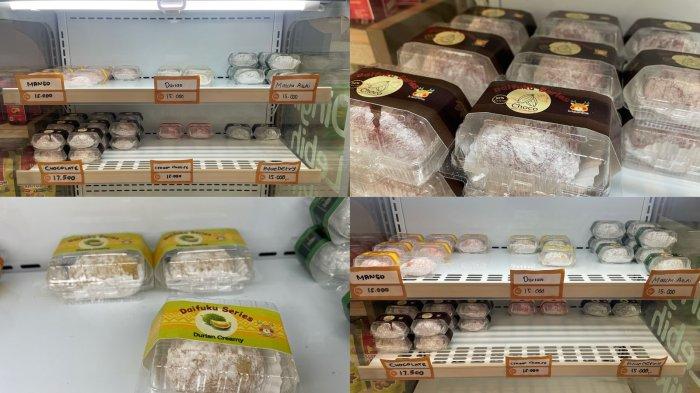KULINER BOGOR - Berbagai varian mochi tersedia di lemari pendingin Rumah Mochibo, Bogor. Mochi ini memiliki tekstur kenyal dan lembut dengan isian beragam seperti durian, cokelat, hingga matcha azuki.