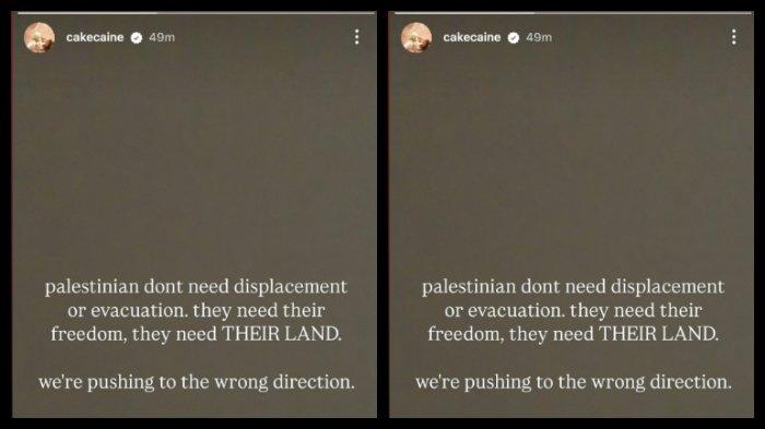 NADIN AMIZAH TOLAK IDE PRABOWO SOAL PALESTINA - Kolase tangkap layar Instagram Story Nadin Amizah yang menolak gagasan Presiden RI Prabowo Subianto untuk memindahkan warga Palestina di Gaza ke Indonesia, Jumat (11/4/2025)