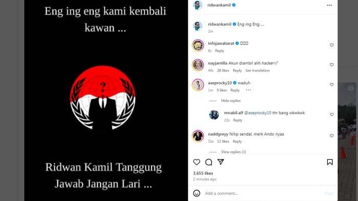 POSTINGAN RIDWAN KAMIL: Tangkapan layar postingan Ridwan Kamil setelah Lisa Mariana blak-blakan soal skandal perselingkuhan dalam konferensi pers hari ini, Jumat (11/4/2025)