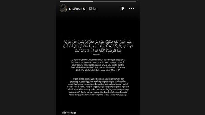 SAFEEA ANAK MULAN: Tangkapan layar postingan Safeea Ahmad anak Mulan Jameela yang jadi sorotan setelah sosoknya panen hujatan usai acara pernikahan Al Ghazali dan Alyssa Daguise, Rabu (18/6/2025). (Instagram @shafeeamd_)