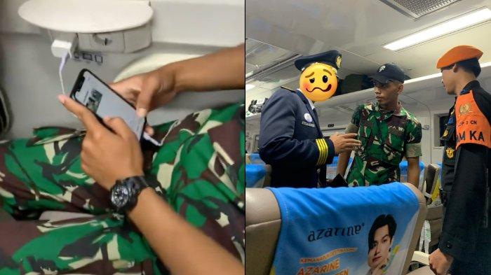 Seorang pria berseragam TNI diduga memotret penumpang wanita diam-diam di kereta viral di media sosial.