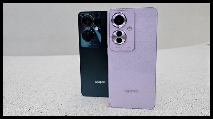 OPPO RENO11 F 5G - Dalam foto: Oppo Reno11 F 5G resmi dirilis di Indonesia, Jumat (16/2/2024). Ada dua warna yang tersedia, yakni Coral Purple (Ungu Koral) dan Palm Green (Hijau Palem).