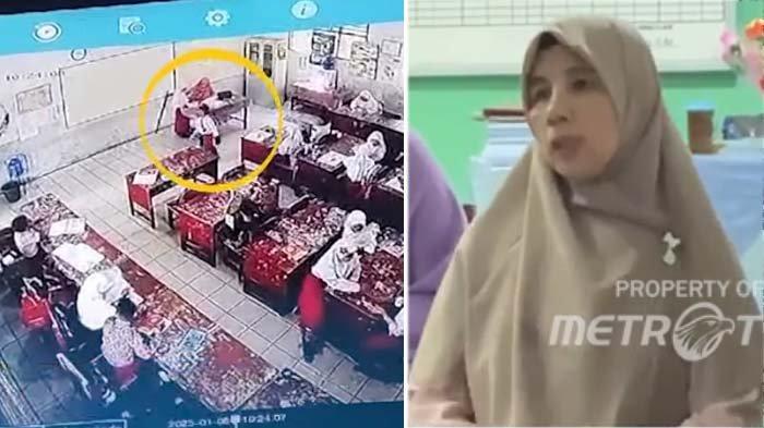 Guru Haryati yang menyuruh anak murid duduk di lantai