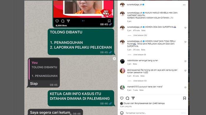 Dalam unggahan terbarunya, Sunan Kalijaga mengaku siap membantu Dilla guna menangani kasusnya.