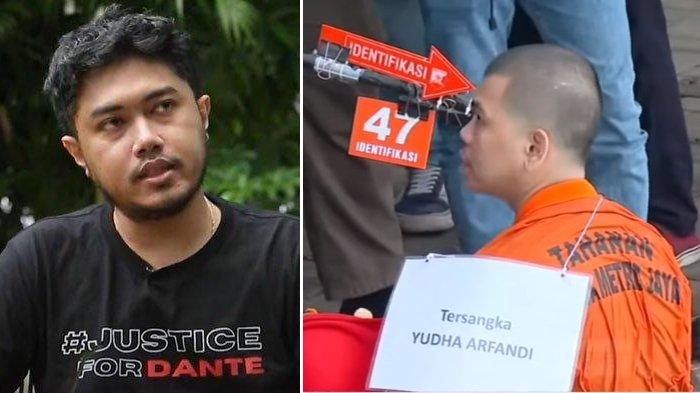 Reaksi Angger Dimas (kiri) saksikan rekonstruksi pembunuhan sang putra, Dante berbeda dengan Tamara Tyasmara. Marah dan sakit hati, Angger Dimas pun gusar saat mengetahui pendukung tersangka, Yudha Arfandi (kanan) ikut hadir saat rekonstruksi hari ini, Rabu (28/2/2024)