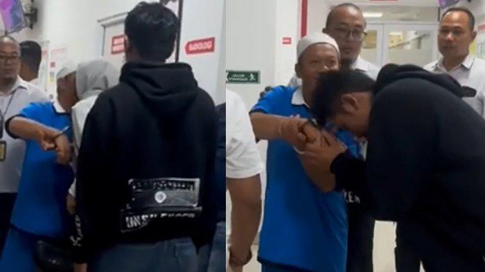 Momen Yosef cipika-cipiki dan dicium sang istri muda, Mimin saat pemeriksaan kesehatan di RS Polri Sartika Asih Bandung, Senin (23/10/2023)