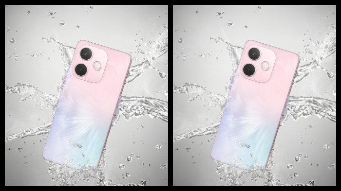 Ilustrasi HP Oppo A5 Pro 5G warna Bloom Pink.