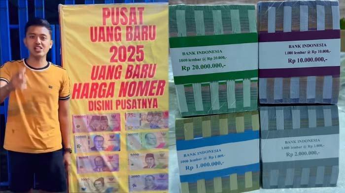 PAMER UANG BARU: Tangkapan layar sosok pria di Pasuruan bernama Wildan Firmansyah yang viral pamer uang baru Rp2 miliar untuk THR Lebaran 2025, disadur pada Senin (24/3/2025). Wildan sesumbar mengaku punya banyak bisnis mentereng dan memiliki anak buah di beberapa kota.