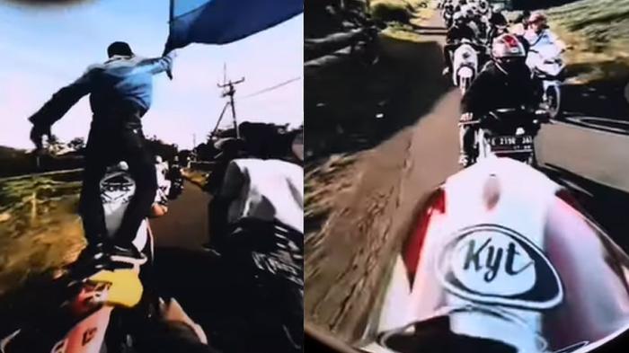 penampakan Eky mengendarai motor