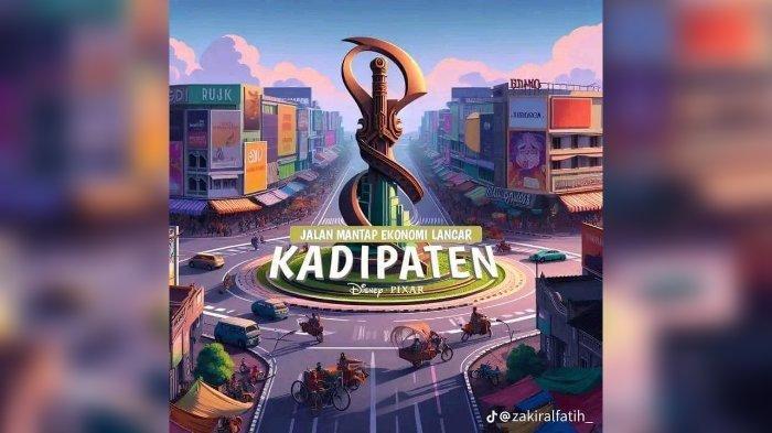 Poster ikon-ikon Majalengka ala animasi Disney Pixar yang beredar di media sosial Facebook. Terlihat Kadipaten jadi keren.