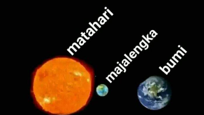 Meme planet Majalengka dan Kertajati berada lebih dekat matahari dibanding planet lainnya yang beredar di media sosial Facebook