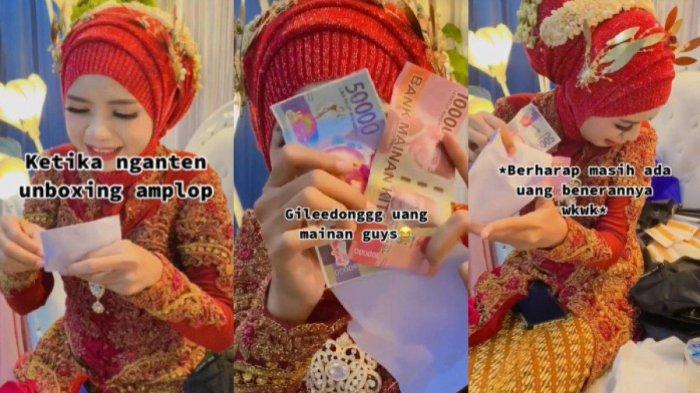 Pengantin Wanita Ngakak saat Tahu Amplop Sumbangan Berisi Uang Mainan Rp 150 Ribu