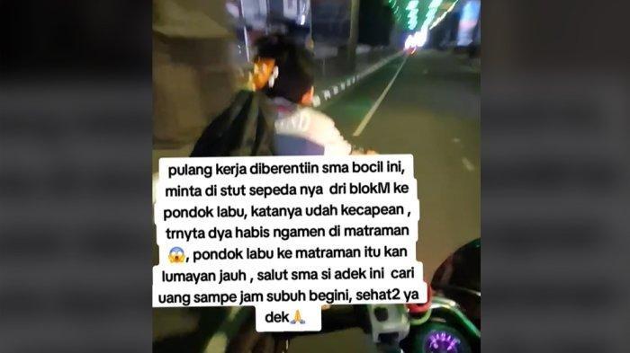 Tangkapan layar video viral bocah lemas kecapekan usai ngamen sampai subuh.