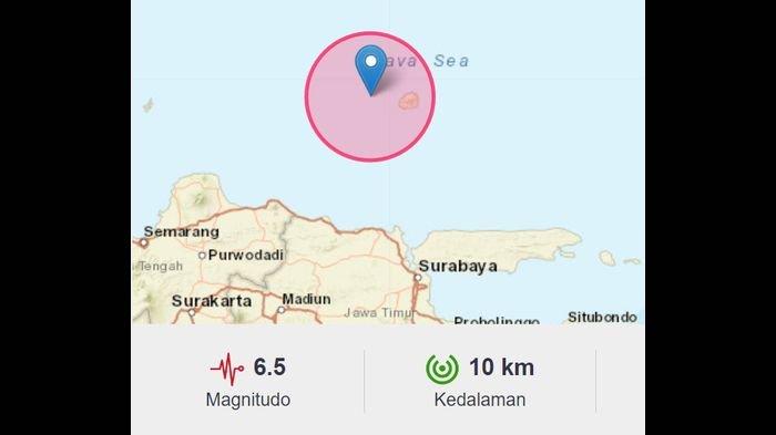 gempa Tuban berkekuatan Magnitudo 6,5 Jumat (22/3/2024).