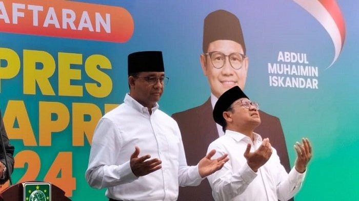 Bakal Calon Presiden dan bakal calon wakil presiden Koalisi Perubahan Anies Baswedan bersama Muhaimin Iskandar alias Cak Imin di kantor DPP PKB.