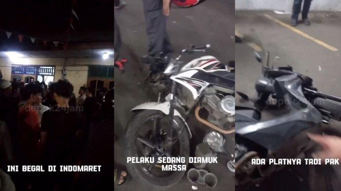 Viral di media sosial aksi perampokan minimarket di Jalan Gas Alam, Cimanggis Depok digagalkan karyawan dan warga, Selasa (22/8/2023) malam ketika karyawan toko akan menutup tokonya.