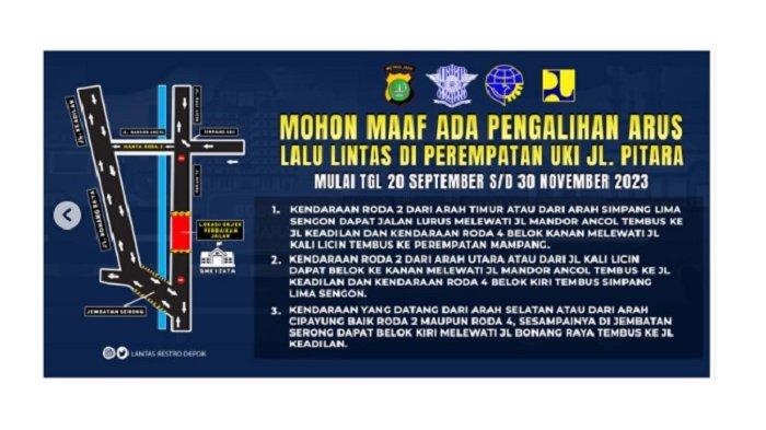 Pemerintah Kota Depok melakukan perbaikan jalan rati Jembatan Serong hingga perempatan Uki/Pitara, Cipayung Depok. Demi kelancaran proses perbaikan jalan tersebut Polres Metro Depok melalui Satlantas bersama Dinas Perhubungan Kota Depok sementara menutup jalan tersebut hingga 3 bulan kedepan.