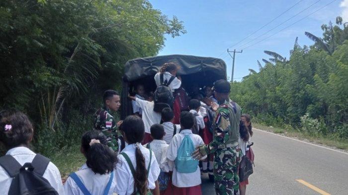 Satgas Pamtas RI-RDTL Antar Jemput Pelajar SD dan SMP di Perbatasan ...