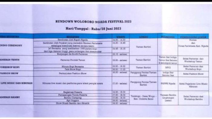 Rundown Festival Wolobo 28 Juni 2023