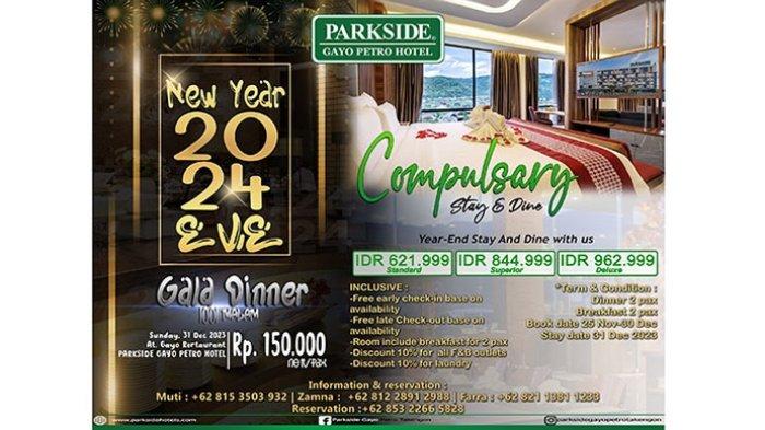 Dalam menyambut liburan akhir tahun, Parkside Gayo Petro Hotel Takengon memberikan pengalaman istimewa kepada para pelanggan dengan paket spesial yang tak terlupakan.