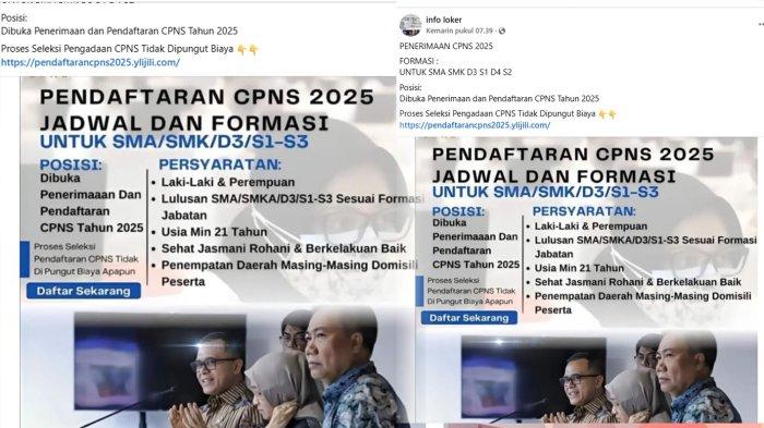 Informasi seputar Pendaftaran CPNS 2025 beredar luas, termausk tautan yang diklaim sebagai akses para peserta mendaftar. Foto ini di screenshoot pada Kamis (22/5/2025)