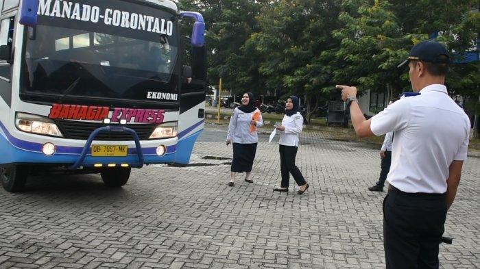 Pemeriksaan kondisi bus antar provinsi di Terminal Tipe A Dungingi, Kota Gorontalo, Rabu (15/3/2023).