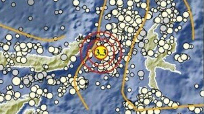 Gempa bumi di Bitung, Sulawesi Utara Sabtu (19/8/2023).