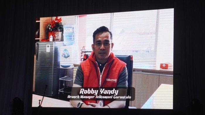Robby Yandi, Branch Manager Telkomsel Gorontalo pada pembukaan Telkomsel Gorontalo Corporate-Government ‘GCG’ Fest 2023.