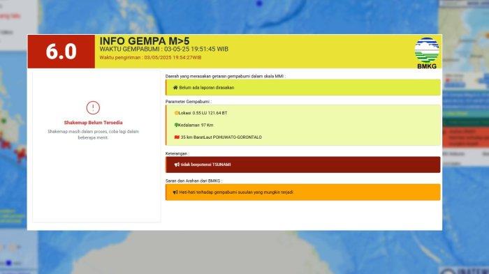 GEMPA BUMI TERJADI DI POHUWATO SABTU MALAM 03 MEI 2025.