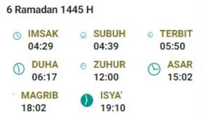Jadwal Imsakiyah Minggu 17 Maret 2024
