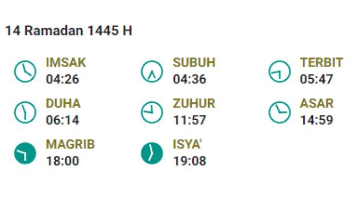 Jadwal Imsakiyah Senin 25 Maret 2024