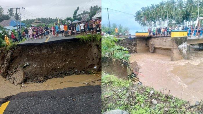 Jembatan Desa Monano Kecamatan Bone, Bone Bolango, Provinsi Gorontalo putus pada Sabtu (22/06/2024).
