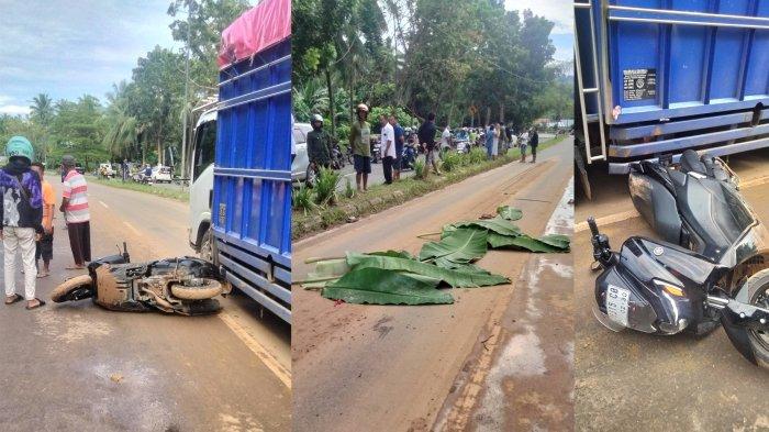 KECELAKAAN MAUT -- Sebuah motor nMax bernopol DM 3315 CO terlindas mobil DN 8411 KN di Tilamuta, Boalemo, Gorontalo. Korban meninggal di tempat.