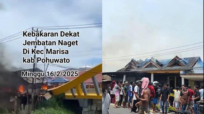 INFO KEBAKARAN: Foto sejumlah warga berhamburan di Jalan Trans Sulawesi untuk melihat kebakaran, Minggu (16/2/2025). Kebakaran ini diduga terjadi sekira pukul 12.00 WITA.