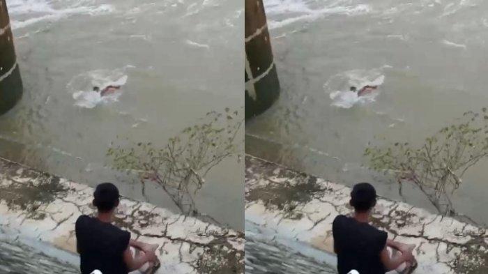 Tangkapan Layar Video Saat Kedua Korban Mandi di Bendungan Randangan, Senin (08/07/2024).