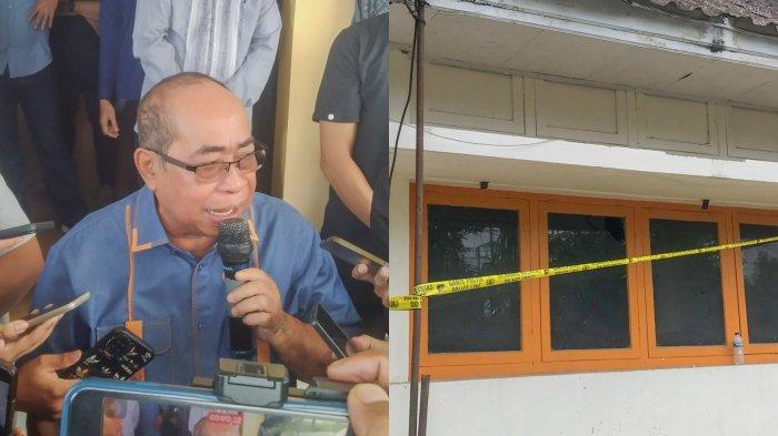 KANTOR DISERANG -- Kolase foto Wali Kota Gorontalo Adhan Dambea dan Kantor Satpol PP Kota Gorontalo. Adhan meminta Kapolda Gorontalo turun tangan untuk mengusut penyerangan Kantor Satpol PP Kota Gorontalo. (Sumber Foto: TribunGorontalo.com/Jefry Potabuga)