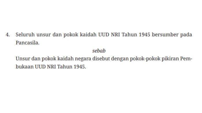 Kunci jawaban PKN SMA Kelas 10 Kurikulum Merdeka hal 119-120 Uji Kompetensi 2.6 Bab 2 tentang Hubungan Pancasilan dengan Peraturan Perundang-undangan.