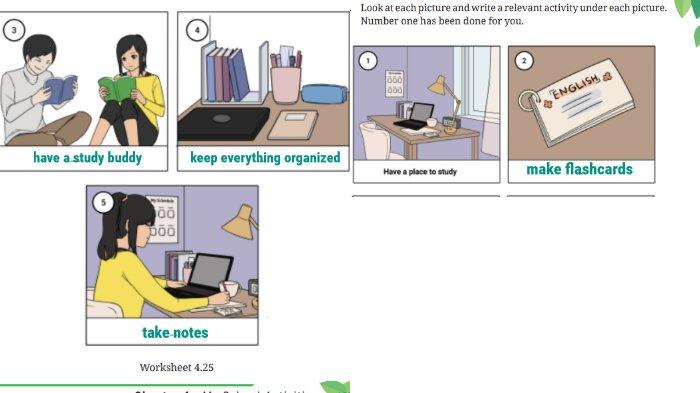 Kunci jawaban Bahasa Inggris untuk SMP Kelas 7 Buku English For Nusantara Kurikulum Merdeka Halaman 185 poin b atau Worksheet 4.25 Section 2 Reading Unit 3 My Study Habits pada Chapter 4 My School Activities.