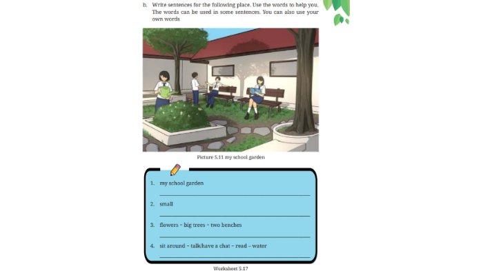 Worksheet 5.17 untuk kunci jawaban Bahasa Inggris untuk SMP Kelas 7 Buku English For Nusantara Kurikulum Merdeka Halaman 235 poin b Section 3 Language Focus, Unit 3 School Festival pada Chapter 5 This is My School.