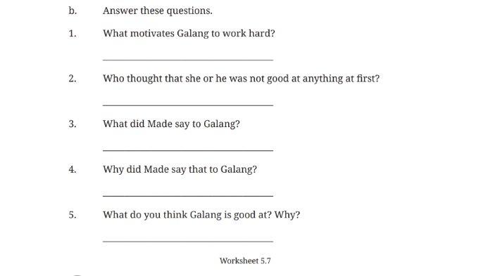 Worksheet 5.7 untuk kunci jawaban Bahasa Inggris SMP Kelas 8 Buku English For Nusantara Kurikulum Merdeka Halaman 256 poin b Section 2 Listening, Unit 2 I Know I Can Do It pada Chapter 5 Embrace Yourself.