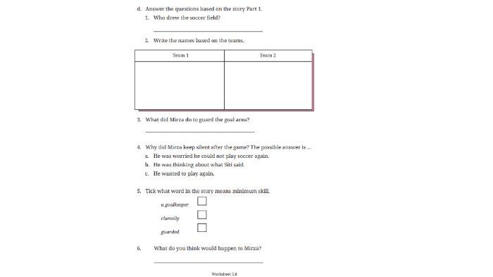 Soal Worksheet 5.8 untuk unci jawaban Bahasa Inggris SMP Kelas 8 Buku English For Nusantara Kurikulum Merdeka Halaman 258 poin d Section 3 Reading, Unit 2 I Know I Can Do It pada Chapter 5 Embrace Yourself.