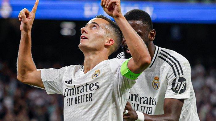 Lucas Vasquez melakukan selebrasi usai mencetak gol ke gawang Borussia Dortmund